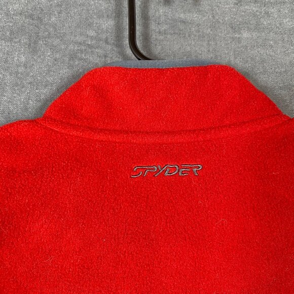 Spyder Red & Black Fleece Pullover Sweater W/ 1/4 Snap Closure - Mens Size M - Picture 8 of 10